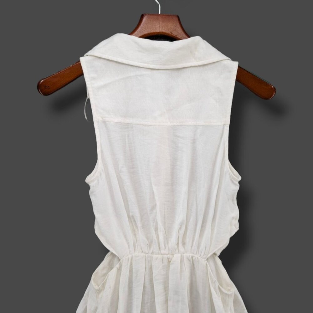 Stitchdrop Midi Dress Solid White Sleeveless Butt… - image 4